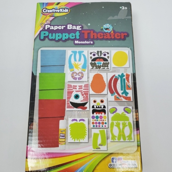 3 pack - Creative Kids Paper Bag Puppet Theater Play Animals Monsters Animation - Picture 3 of 4